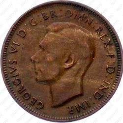 1/2 пенни 1942, точка после "PENNY" [Австралия] - Аверс