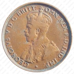 1 пенни 1919, без точек под нижним свитком и над верхним свитком на реверсе [Австралия] - Аверс