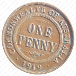 1 пенни 1919, без точек под нижним свитком и над верхним свитком на реверсе [Австралия] - Реверс