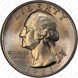 25 центов 1986 - Аверс