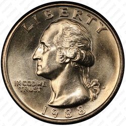 25 центов 1988 - Аверс