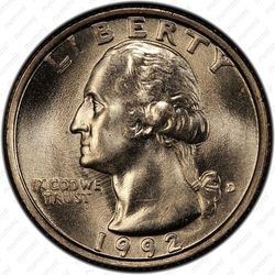 25 центов 1992 - Аверс