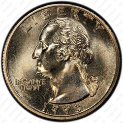 25 центов 1993 - Аверс