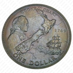 1 доллар 1969, 200 лет путешествию Капитана Кука [Австралия] - Реверс