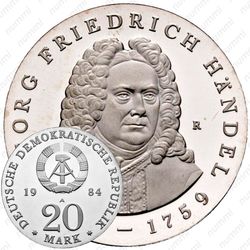 20 марок 1984, 300 лет со дня рождения и 225 лет со дня смерти Георга Фридриха Генделя [Германия]