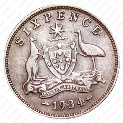6 пенсов 1934 [Австралия] - Реверс