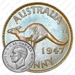 1 пенни 1947, без точки [Австралия]