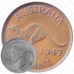 1 пенни 1947, точка [Австралия]