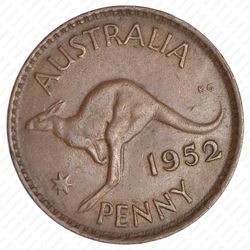 1 пенни 1952, без точки (МД Мельбурна) [Австралия] - Реверс