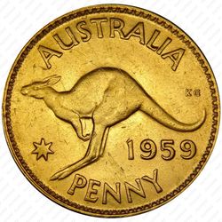 1 пенни 1959, без точки после "PENNY" - Монетный двор Мельбурна [Австралия] - Реверс