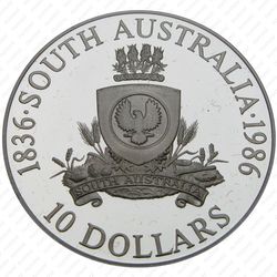 10 долларов 1986, 150 лет Австралии - штат Южная Австралия [Австралия] Proof - Реверс