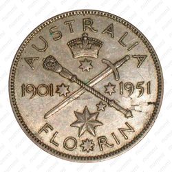 2 шиллинга 1951, 50 лет Федерации [Австралия] - Реверс