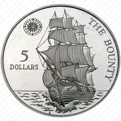 5 долларов 1992, Баунти [Австралия] Proof - Реверс