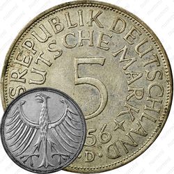 5 марок 1956, D, знак монетного двора: "D" - Мюнхен [Германия]