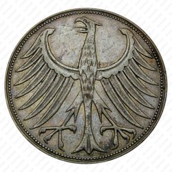 5 марок 1957, G, знак монетного двора: "G" - Карлсруэ [Германия] - Аверс