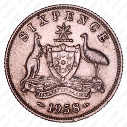 6 пенсов 1958, Серебро [Австралия] - Реверс