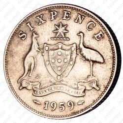 6 пенсов 1959, Серебро [Австралия] - Реверс
