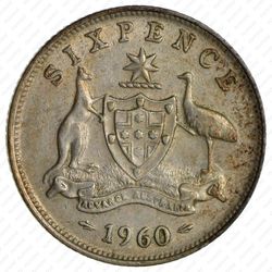 6 пенсов 1960, Серебро [Австралия] - Реверс