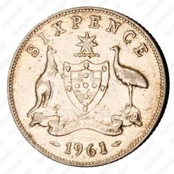 6 пенсов 1961, Серебро [Австралия] - Реверс