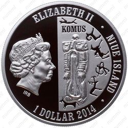 1 доллар 2014, снежный барс [Ниуэ] Proof - Аверс