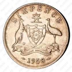 6 пенсов 1950, Серебро [Австралия] - Реверс