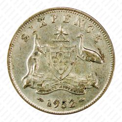 6 пенсов 1952, Серебро [Австралия] - Реверс