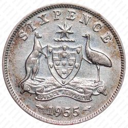 6 пенсов 1955, Серебро [Австралия] - Реверс