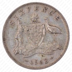 6 пенсов 1962, Серебро [Австралия] - Реверс
