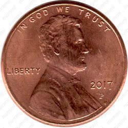 1 цент 2017, P, Линкольн - щит (Lincoln Shield Cent) [США] - Аверс