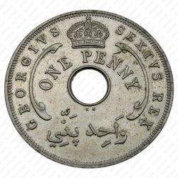 1 пенни 1951, KN, знак монетного двора: "KN" - Кингз Нортон Металл, Бирмингем [Британская Западная Африка] - Аверс