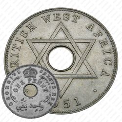 1 пенни 1951, KN, знак монетного двора: "KN" - Кингз Нортон Металл, Бирмингем [Британская Западная Африка]