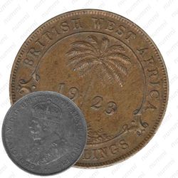 1 шиллинг 1923, H, знак монетного двора: "H" - Хитон, Бирмингем [Британская Западная Африка]