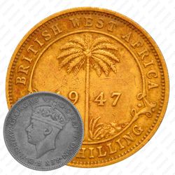 1 шиллинг 1947, KN, знак монетного двора: "KN" - Кингз Нортон Металл, Бирмингем [Британская Западная Африка]