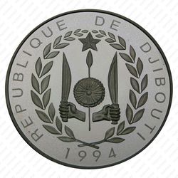 100 франков 1994, футбол [Джибути] Proof - Аверс