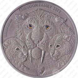 10000 франков 2013, Семья смилодонов [Буркина-Фасо] - Реверс