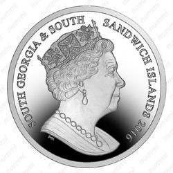 2 фунта 2016, Малый полосатик [Южная Георгия и Южные Сандвичевы Острова] - Аверс