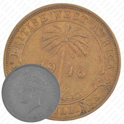 2 шиллинга 1946, H, знак монетного двора: "H" - Хитон, Бирмингем [Британская Западная Африка]