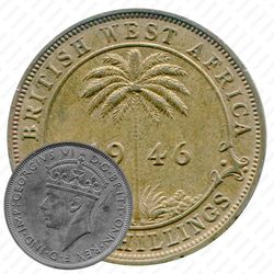 2 шиллинга 1946, KN, знак монетного двора: "KN" - Кингз Нортон Металл, Бирмингем [Британская Западная Африка]