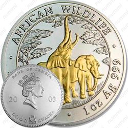 5000 квач 2003, Дикая природа Африки - Слоны [Замбия]