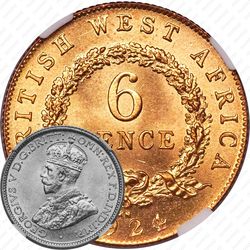 6 пенсов 1924, KN, знак монетного двора: "KN" - Кингз Нортон Металл, Бирмингем [Британская Западная Африка]