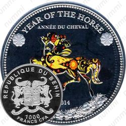 1000 франков 2014, лошадь [Бенин] Proof