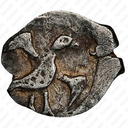 полушка Михаила Федоровича 1613-1645, птица вправо/вязь [Москва] - Аверс