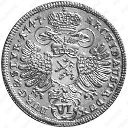 6 крейцеров 1747, Мария Терезия - Орел с гербом Штирии на груди [Австрия] - Реверс