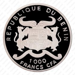 1000 франков 2002, История авиации - Convair 990 Coronado [Бенин] - Аверс