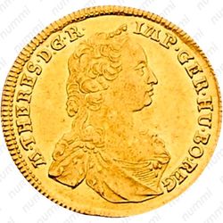 1 дукат 1747-1765, Мария Терезия - щит Штирии в центре [Австрия] - Аверс