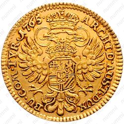 1 дукат 1750-1765, Мария Терезия - щит Тироля в центре [Австрия] - Реверс