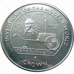 1 крона 1995, Цзу Чунчжи, число Пи [Остров Мэн] - Реверс