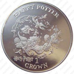 1 крона 2001, Гарри ловит Золотого снитча [Остров Мэн] - Реверс