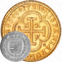 8 эскудо 1721-1723, Отметка монетного двора "Акведук" - Сеговия [Испания]