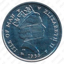 1/10 нобля 1985, Корабль викингов [Остров Мэн] - Аверс